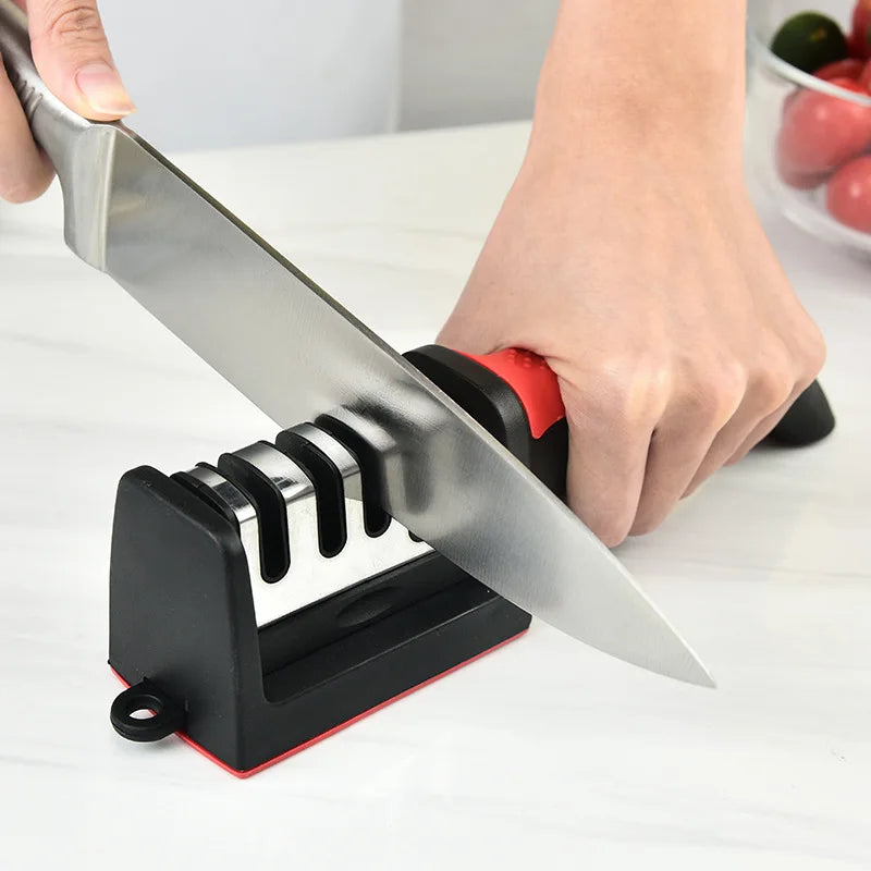 4-in-1 Multi-Functional Kitchen Knife Sharpener with Sharpening Stone