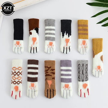 4PCS Knitted Table & Chair Leg Socks – Non-Slip, Floor Protection, Cat Claw Resistant (6-17cm)