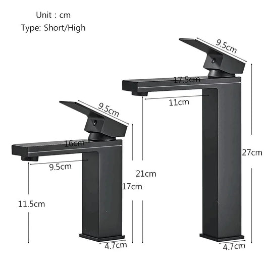 Shinesia Bathroom Faucets Stainless Steel Basin Faucet Tall And Short Deck Mounted Bathroom Sink Mixer Tap Hot And Cold Water