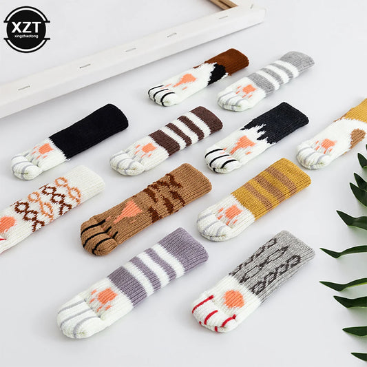 4PCS Knitted Table & Chair Leg Socks – Non-Slip, Floor Protection, Cat Claw Resistant (6-17cm)